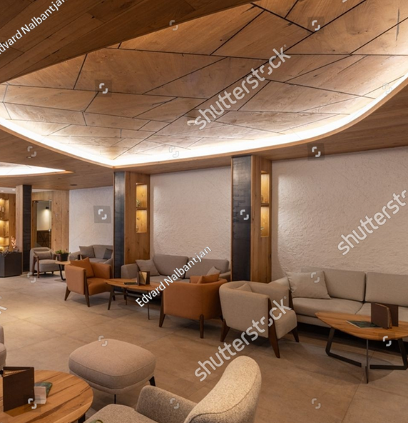 Stock Photo Interior Of A Luxury Hotel Lobby In The Evening 2471751331 1