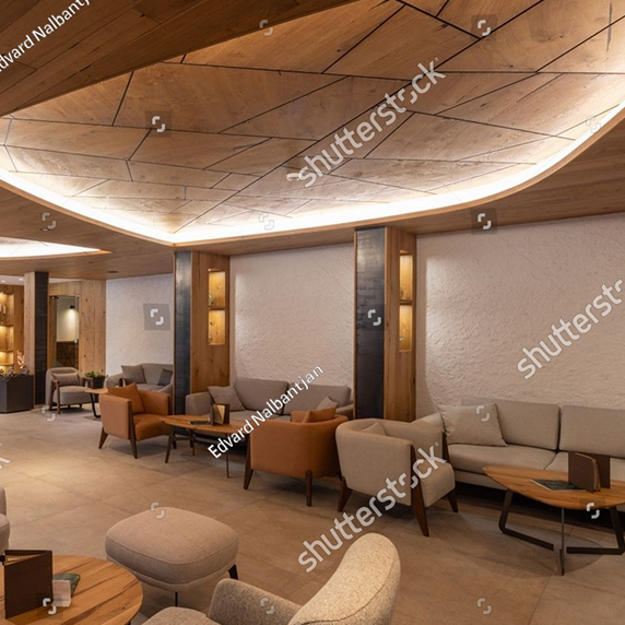 Stock Photo Interior Of A Luxury Hotel Lobby In The Evening 2471751331 1